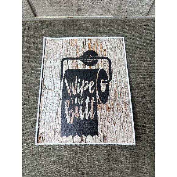 Rustic Bathroom 8x10 Wall Art Prints Set Of 4 Wipe Flush Wash Shower Unframed - Picture 3 of 8